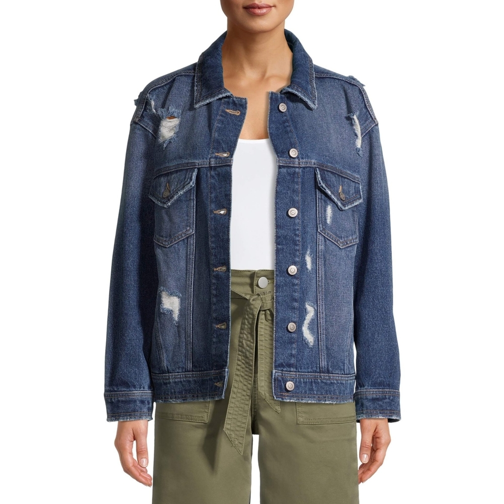 Distressed Denim Jean Jacket